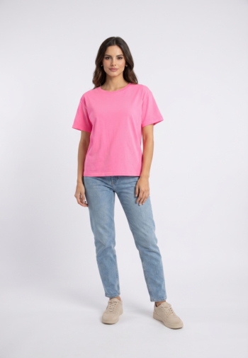 Tee shirt american vintage fizvalley rose fluo