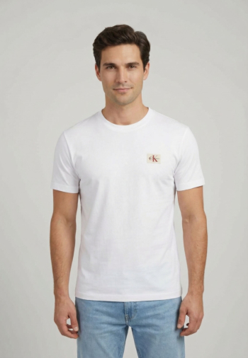 Tee shirt calvin klein jeans badge 30s jersey yaf bright white