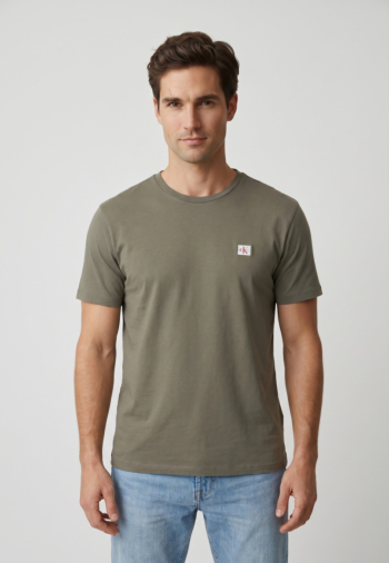 Tee shirt calvin klein jeans badge 30s jersey ldy dusty olive