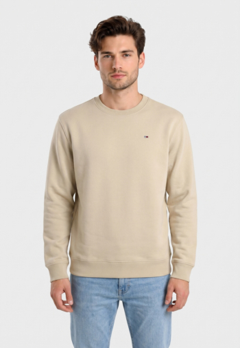 Sweat tommy jeans reg s flag crew aci classic beige