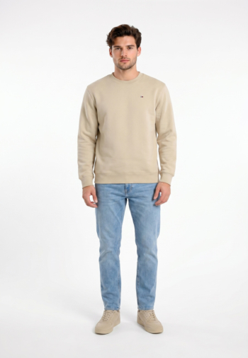 Sweat tommy jeans reg s flag crew aci classic beige
