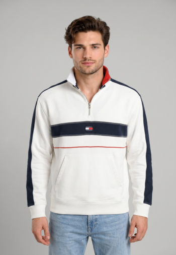 Sweat tommy jeans rlx cblock ybl ecru