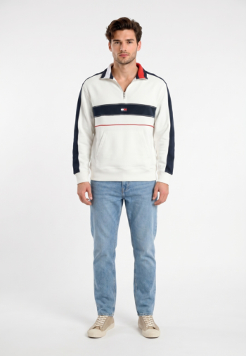 Sweat tommy jeans rlx cblock ybl ecru