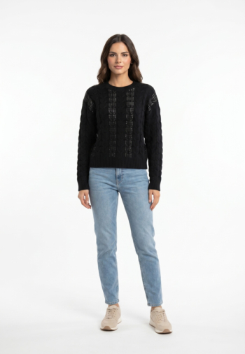 Pull hiver guess jeans rhinestones cassandra jblk