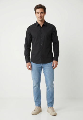 Chemise calvin klein jeans ls solid stretch ub1 black