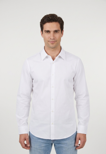 Chemise calvin klein jeans ls solid stretch yaa brilliant white