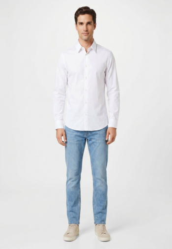 Chemise calvin klein jeans ls solid stretch yaa brilliant white