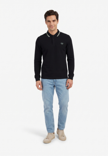 Polos manches longues fred perry m3636 74c nvy/ecru/slvrblu