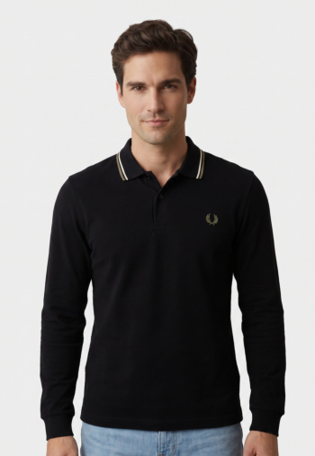 Polos manches longues fred perry m3636 w54 blk/ecr/lrlwgren