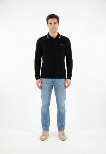 Polos manches longues fred perry m3636 w54 blk/ecr/lrlwgren