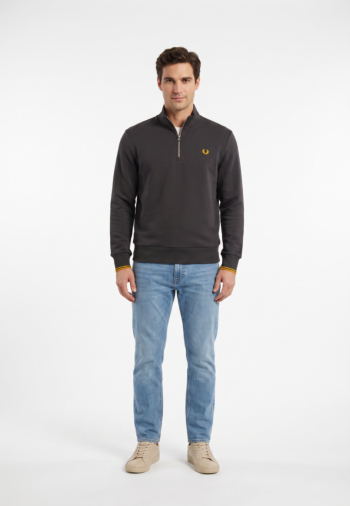 Sweat fred perry half zip 85c anchorgry/golden