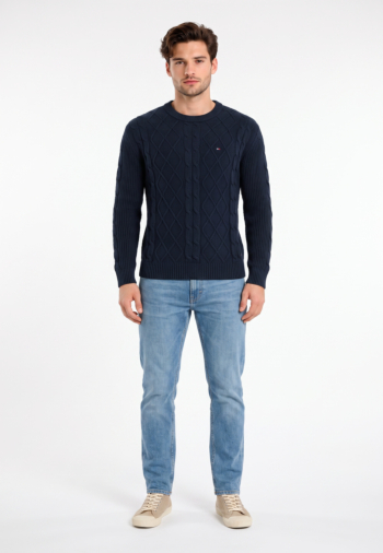 Sweat tommy jeans reg cable c1g dark blue