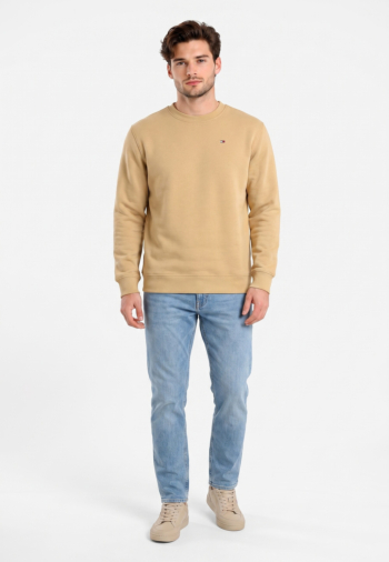 Sweat tommy jeans reg s flag crew aca sandy beige
