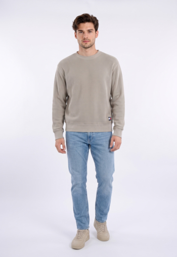 Sweat tommy jeans rlx washed waffl pke limestone dust