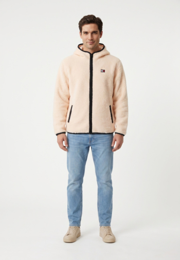 Sweat tommy jeans reg badge teddy aef cream
