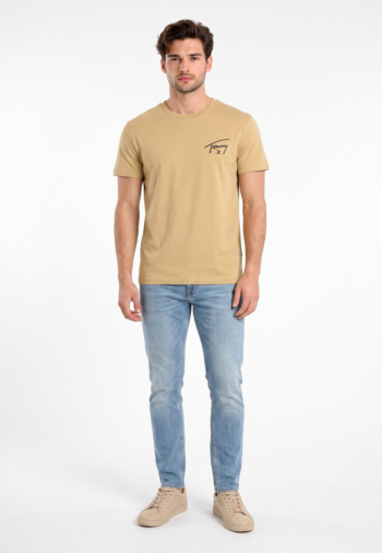 Tee shirt tommy jeans slim signature c aca sandy beige