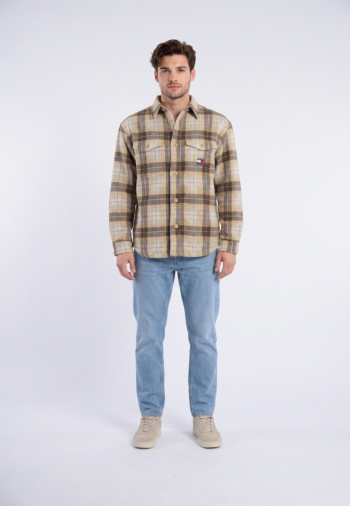 Chemise tommy jeans dm0dm23616 0lz sandy beige check