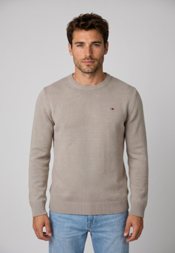 Sweat tommy jeans slim ess pke limestone dust