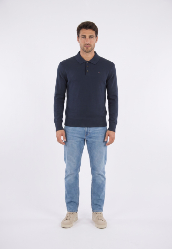 Polos manches longues tommy jeans slim essential c1g dark blue