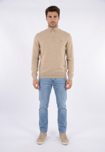 Pull hiver timberland williams river cotton 1/4 zip 5461 lght oatml hthr