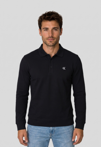 Polos manches longues calvin klein jeans cl ls 350terry mongr ub1 black