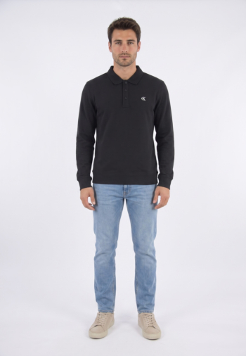 Polos manches longues calvin klein jeans cl ls 350terry mongr ub1 black