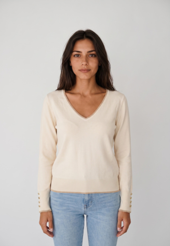 Pull hiver only andrea ls glitter black toasted coco glitter/gold button