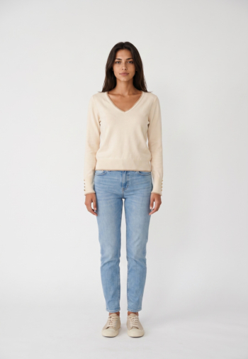 Pull hiver only andrea ls glitter black toasted coco glitter/gold button