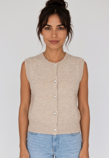 Gilets cardigans only skye mocha meringue mel/heart pearl button