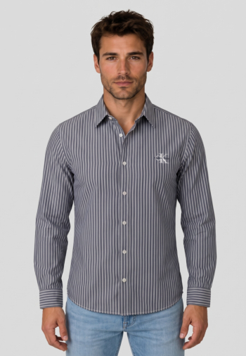 Chemise calvin klein jeans ls yd stripe washed vu5 pageant blue