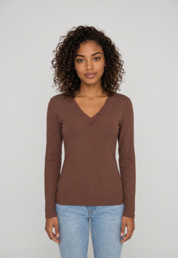 Tee shirt manches longues lola espeleta ts310w26 chocolat
