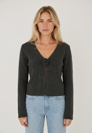 Gilets cardigans only rica ls rib flower dark grey melange dtm flower