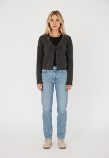 Gilets cardigans only rica ls rib flower dark grey melange dtm flower