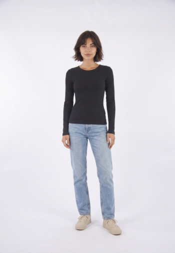 Tee shirt manches longues Jack And Jones freya stretch fit black