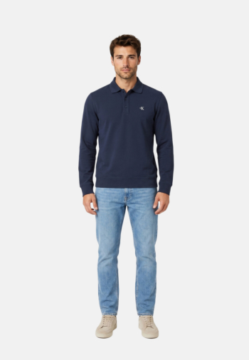 Polos manches longues calvin klein jeans cl ls 350terry mongr cef dark sapphire