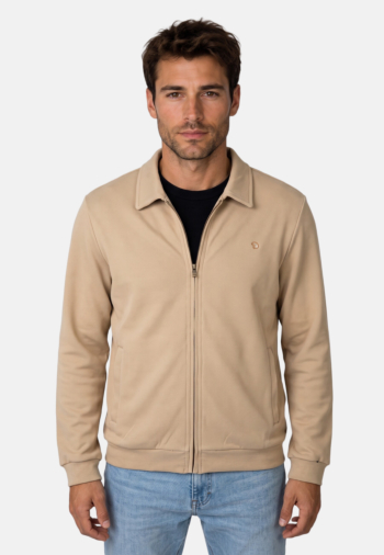 Sweat Benson & Cherry gilet col polo beige