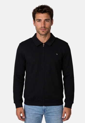 Sweat Benson & Cherry gilet col polo noir