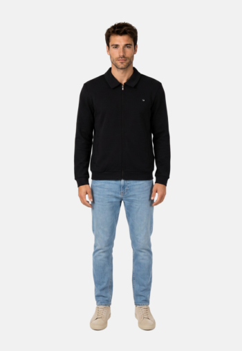 Sweat Benson & Cherry gilet col polo noir
