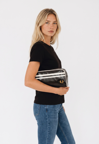 Trousses de toilette fred perry coated polyester wash bag d57 black/ecru