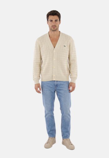 Gilets cardigans lacoste ah8575 un5 naturel clair/marine somb