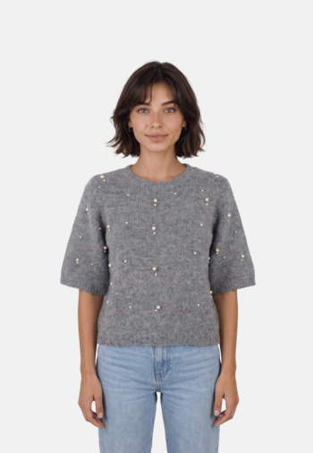 Pull hiver only dolly ss pearl medium grey melange white pearl