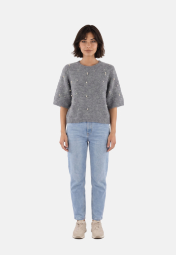 Pull hiver only dolly ss pearl medium grey melange white pearl