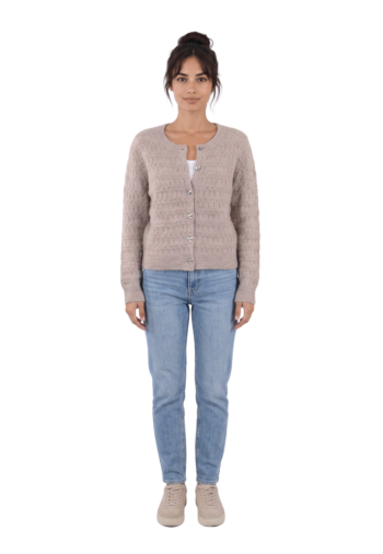 Gilets cardigans only cabala mocha meringue mel/silver heart button