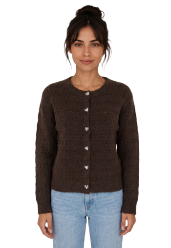Gilets cardigans only cabala coffee bean mel/silver heart button