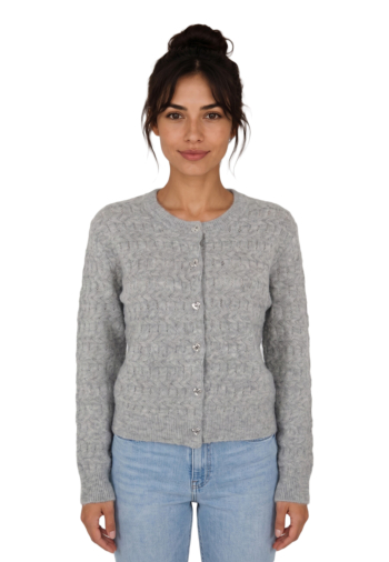 Gilets cardigans only cabala medium grey melange silver heart button