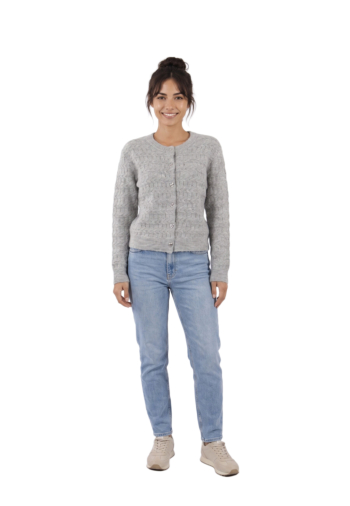 Gilets cardigans only cabala medium grey melange silver heart button