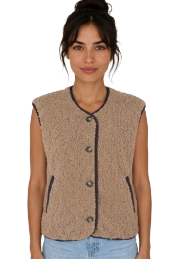 Gilets sans manche only ines teddy tigers eye black