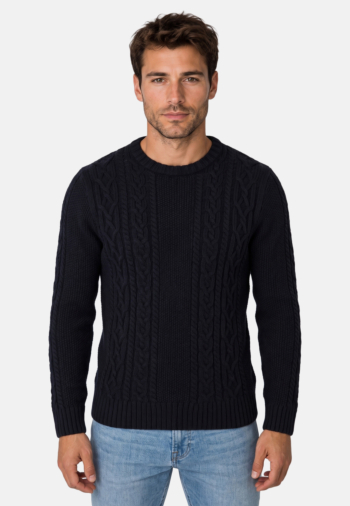 Pull hiver superdry jacob cable 98t eclipse navy
