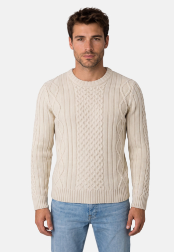 Pull hiver superdry jacob cable 39e ecru