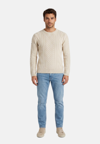 Pull hiver superdry jacob cable 39e ecru